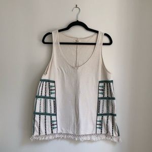 Madewell Bohemian embroidered tank with fringe